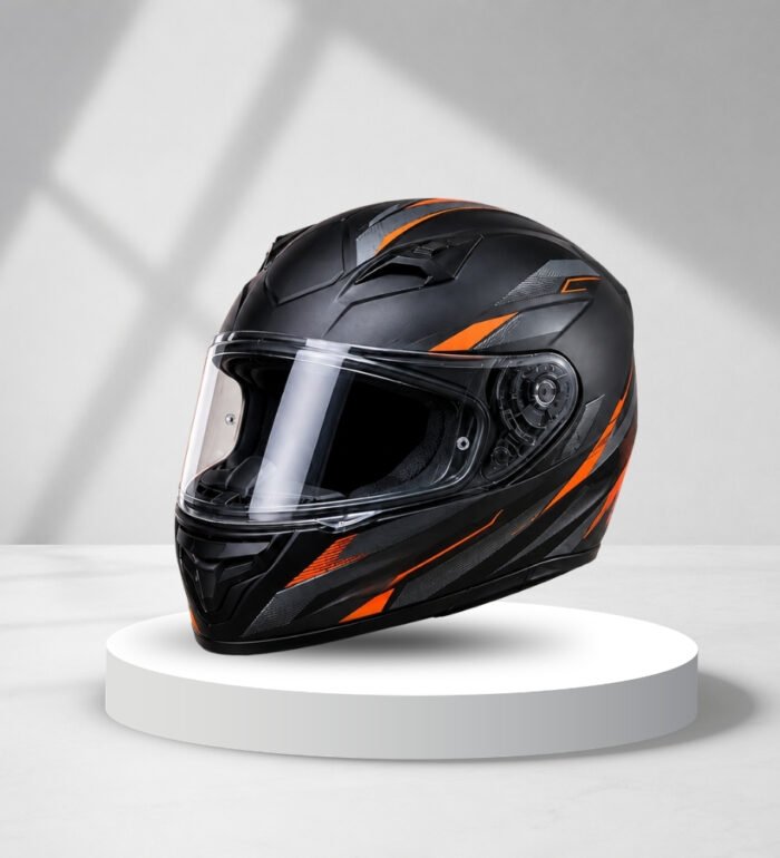 Full Face Motorcycle Helmet – Black & Orange